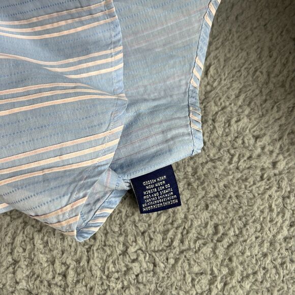 Tommy Bahama Shirt Mens 3XL Blue Pink Striped Button Flip Cuff Cotton Golf - Picture 10 of 14